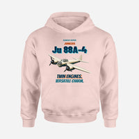 Thumbnail for Junkers Ju 88A-4 - Twin engines. Versatile charm. design on pink hoodie single side