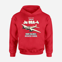 Thumbnail for Junkers Ju 88A-4 - Twin engines. Versatile charm. design on red hoodie single side