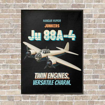 Junkers Ju 88A-4 - Twin engines. Versatile charm. vertical canvas print - framed - black background