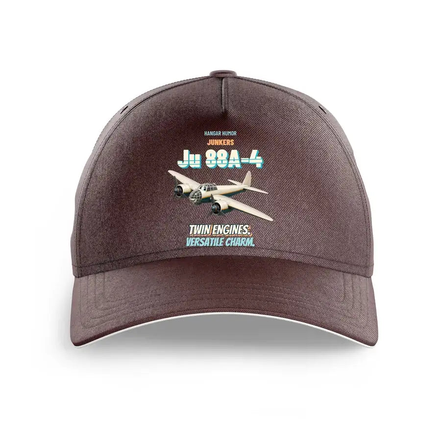 Junkers Ju 88A-4 - Twin engines. Versatile charm. design on brown printed hat