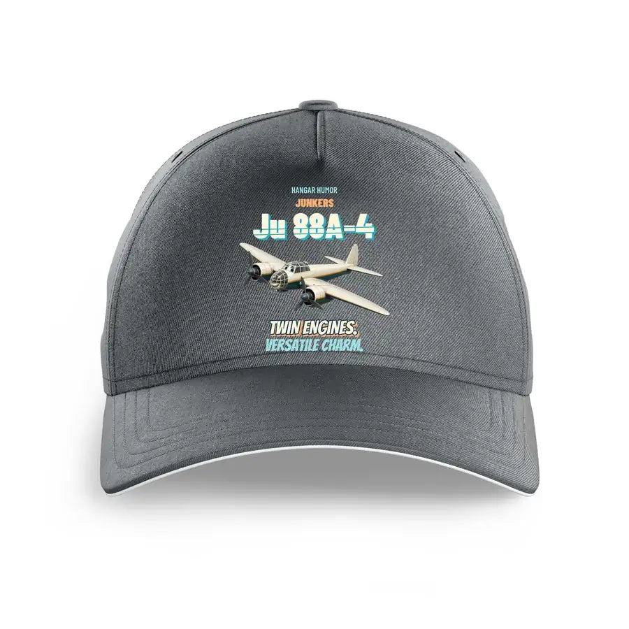 Junkers Ju 88A-4 - Twin engines. Versatile charm. design on gray printed hat