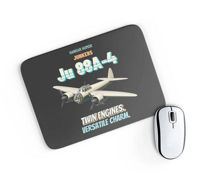 Junkers Ju 88A-4 - Twin engines. Versatile charm. design on black rectangle mouse pad