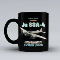 Thumbnail for Junkers Ju 88A-4 - Twin engines. Versatile charm. design on black ceramic mug