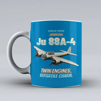 Thumbnail for Junkers Ju 88A-4 - Twin engines. Versatile charm. design on turquoise ceramic mug