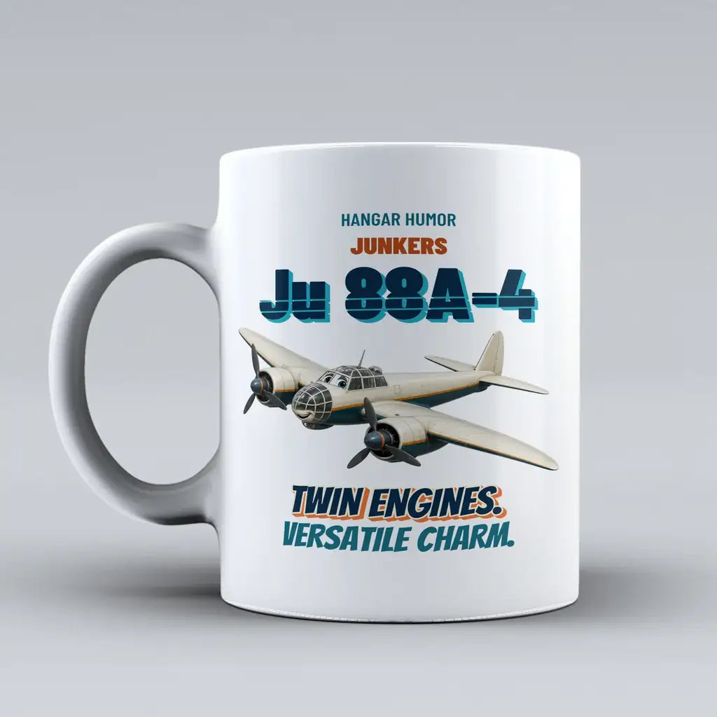 Junkers Ju 88A-4 - Twin engines. Versatile charm. design on white ceramic mug