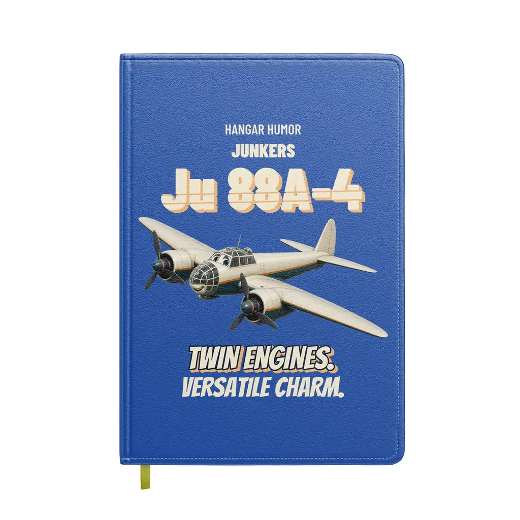 Junkers Ju 88A-4 - Twin engines. Versatile charm. design on blue notebook