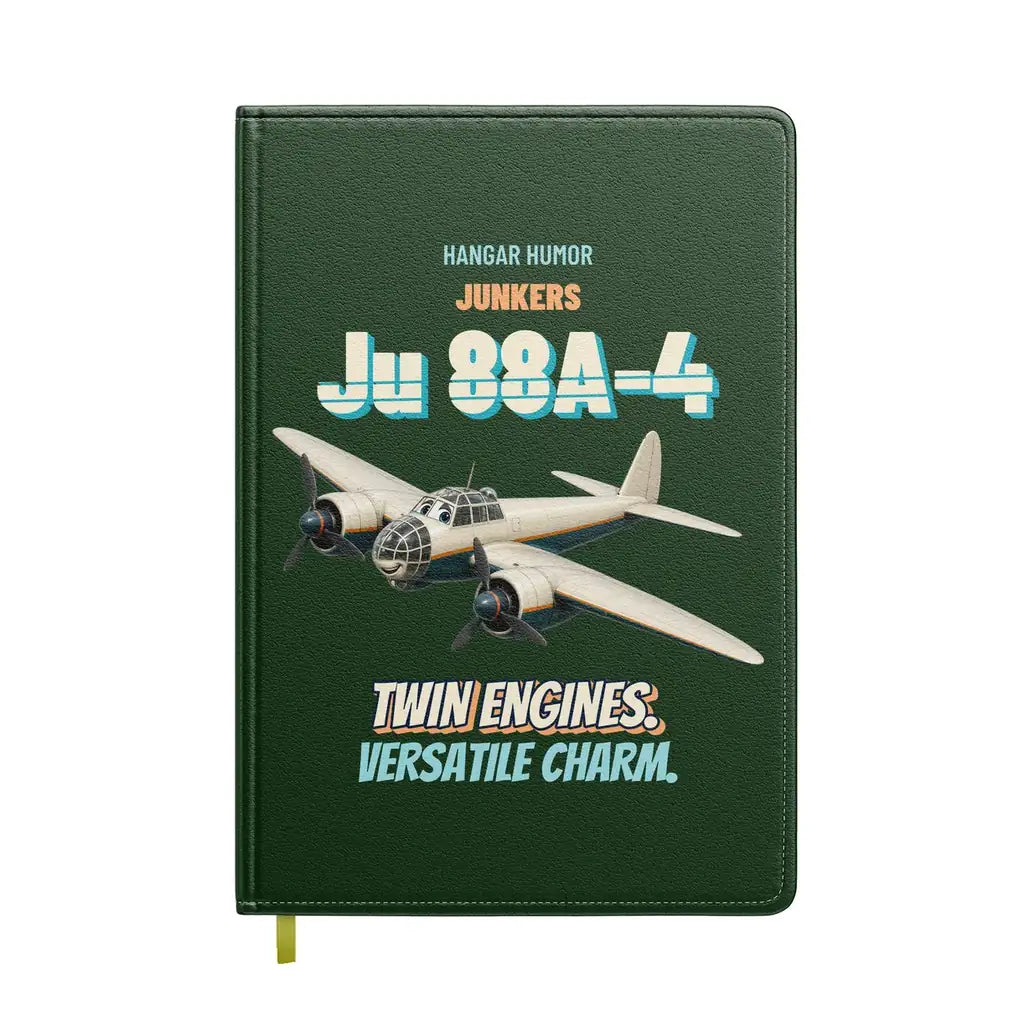 Junkers Ju 88A-4 - Twin engines. Versatile charm. design on dark green notebook
