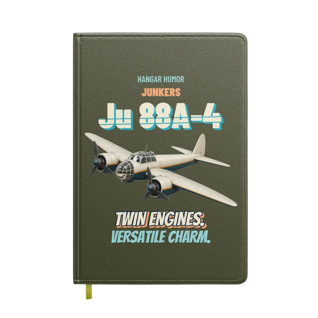 Junkers Ju 88A-4 - Twin engines. Versatile charm. design on green army notebook