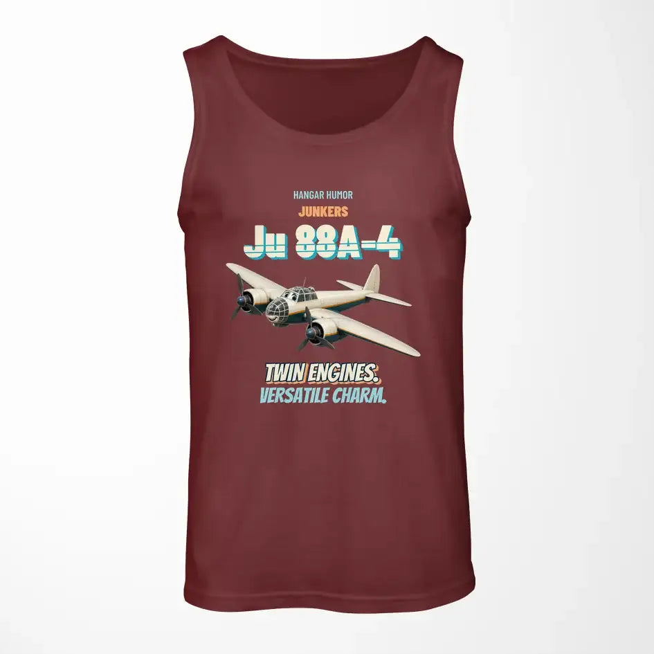Junkers Ju 88A-4 - Twin engines. Versatile charm. design on dark red tank top
