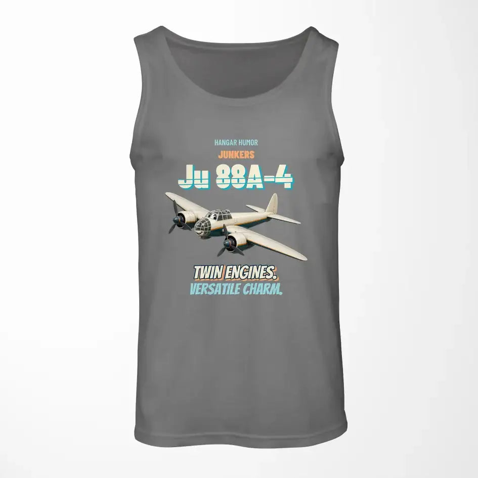 Junkers Ju 88A-4 - Twin engines. Versatile charm. design on gray tank top
