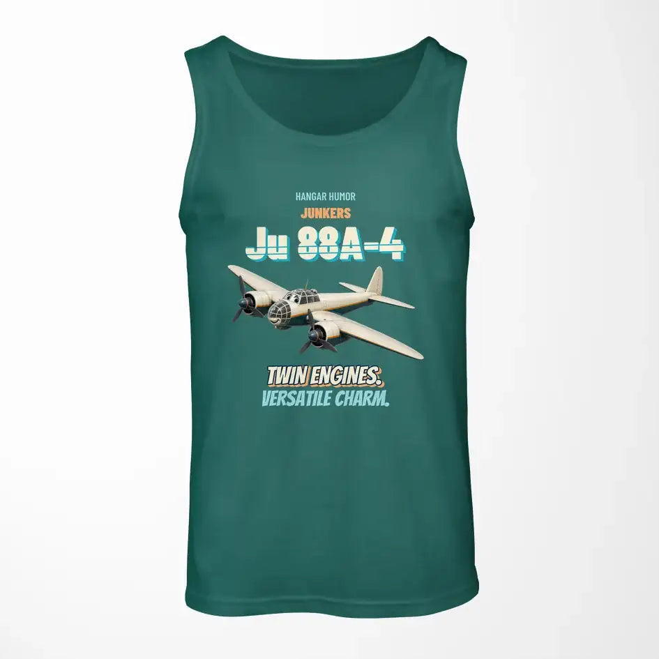 Junkers Ju 88A-4 - Twin engines. Versatile charm. design on green tank top