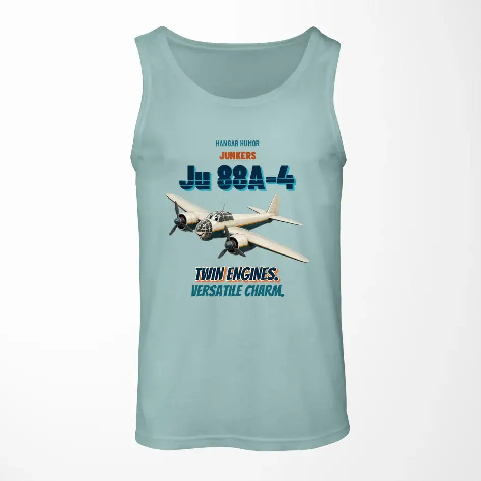 Junkers Ju 88A-4 - Twin engines. Versatile charm. design on light green tank top