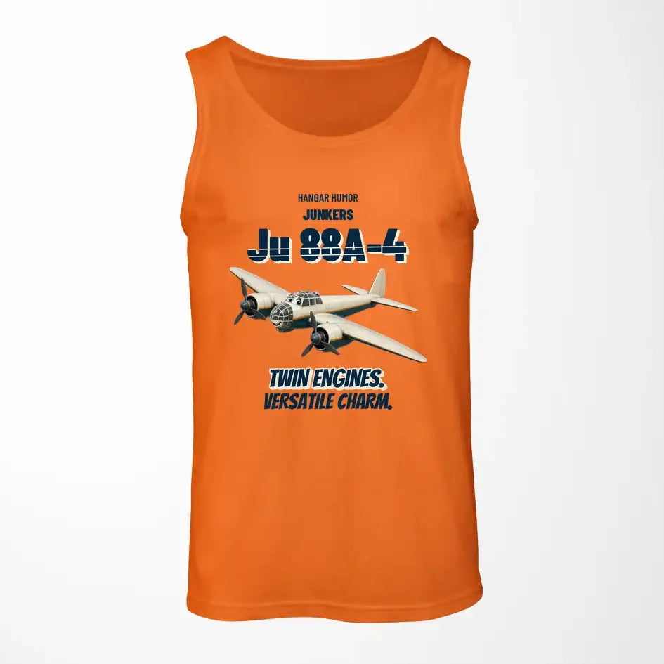 Junkers Ju 88A-4 - Twin engines. Versatile charm. design on orange tank top