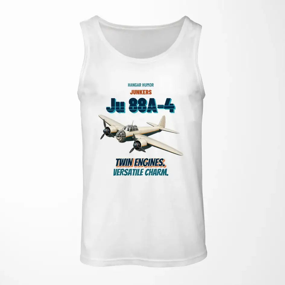 Junkers Ju 88A-4 - Twin engines. Versatile charm. design on white tank top