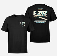 Thumbnail for Macchi C.202 Folgore - Lightning lines. Italian smiles. - Double-Side T-Shirt design on black double side t shirt
