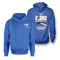 Thumbnail for Macchi C.202 Folgore - Lightning lines. Italian smiles. - Double-Side Hoodie design on blue double side hoodie
