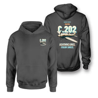 Thumbnail for Macchi C.202 Folgore - Lightning lines. Italian smiles. - Double-Side Hoodie design on dark gray double side hoodie