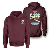 Thumbnail for Macchi C.202 Folgore - Lightning lines. Italian smiles. - Double-Side Hoodie design on dark red double side hoodie