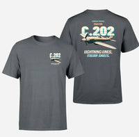 Thumbnail for Macchi C.202 Folgore - Lightning lines. Italian smiles. - Double-Side T-Shirt design on gray double side t shirt