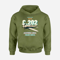 Thumbnail for Macchi C.202 Folgore - Lightning lines. Italian smiles. design on green army hoodie single side