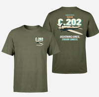 Thumbnail for Macchi C.202 Folgore - Lightning lines. Italian smiles. - Double-Side T-Shirt design on greenarmy double side t shirt
