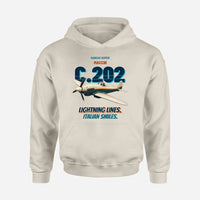 Thumbnail for Macchi C.202 Folgore - Lightning lines. Italian smiles. design on khaki hoodie single side