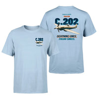 Thumbnail for Macchi C.202 Folgore - Lightning lines. Italian smiles. - Double-Side T-Shirt design on lightblue double side t shirt