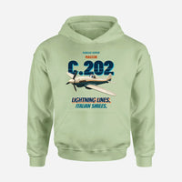 Thumbnail for Macchi C.202 Folgore - Lightning lines. Italian smiles. design on light green hoodie single side