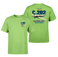 Thumbnail for Macchi C.202 Folgore - Lightning lines. Italian smiles. - Double-Side T-Shirt design on lightgreen double side t shirt