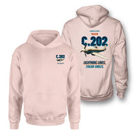 Thumbnail for Macchi C.202 Folgore - Lightning lines. Italian smiles. - Double-Side Hoodie design on pink double side hoodie