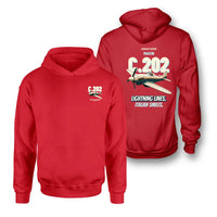 Thumbnail for Macchi C.202 Folgore - Lightning lines. Italian smiles. - Double-Side Hoodie design on red double side hoodie