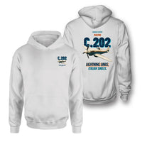 Thumbnail for Macchi C.202 Folgore - Lightning lines. Italian smiles. - Double-Side Hoodie design on white double side hoodie