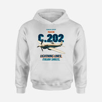 Thumbnail for Macchi C.202 Folgore - Lightning lines. Italian smiles. design on white hoodie single side