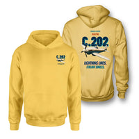 Thumbnail for Macchi C.202 Folgore - Lightning lines. Italian smiles. - Double-Side Hoodie design on yellow double side hoodie