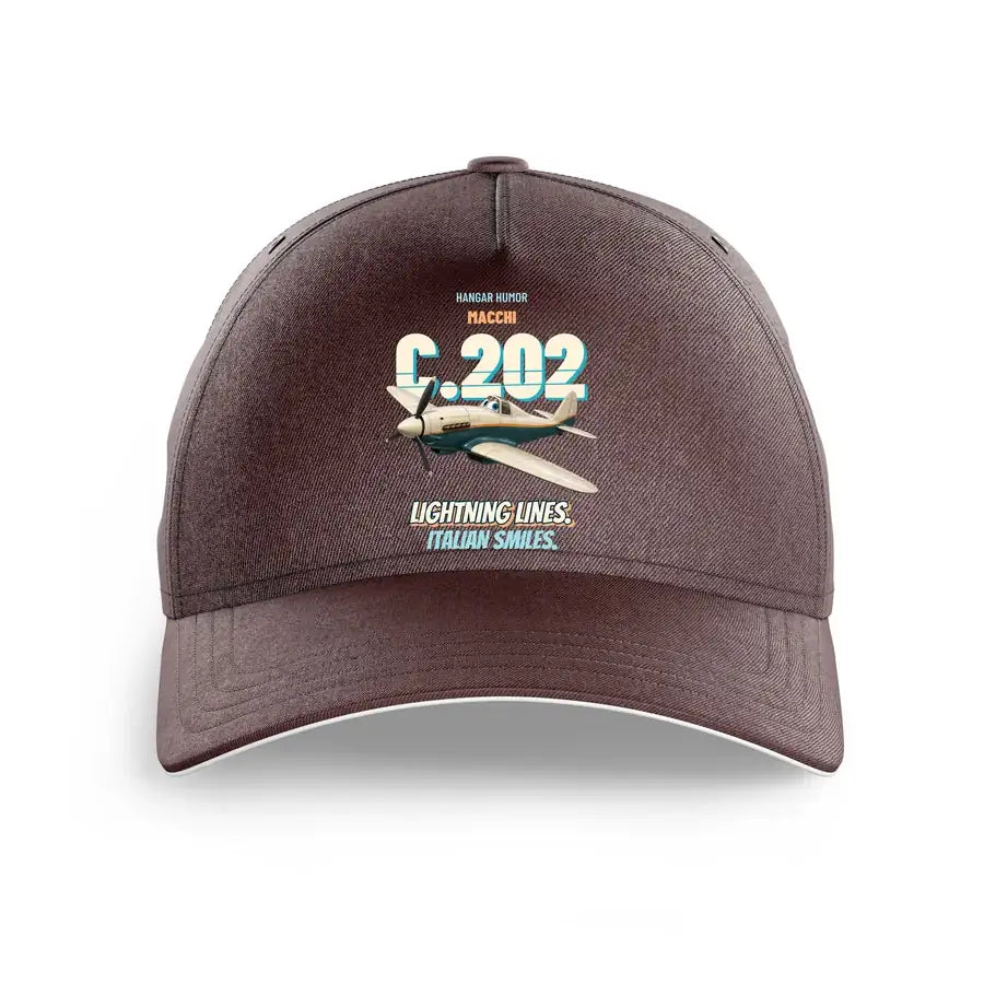 Macchi C.202 Folgore - Lightning lines. Italian smiles. design on brown printed hat