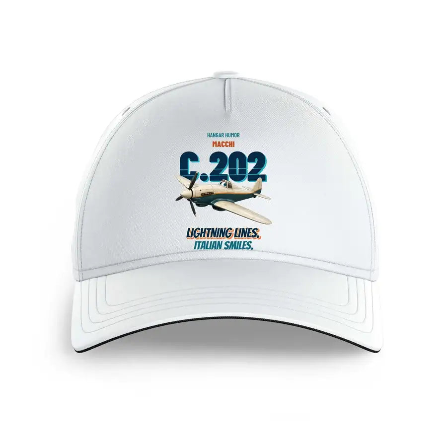 Macchi C.202 Folgore - Lightning lines. Italian smiles. design on white printed hat