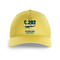 Thumbnail for Macchi C.202 Folgore - Lightning lines. Italian smiles. design on yellow printed hat