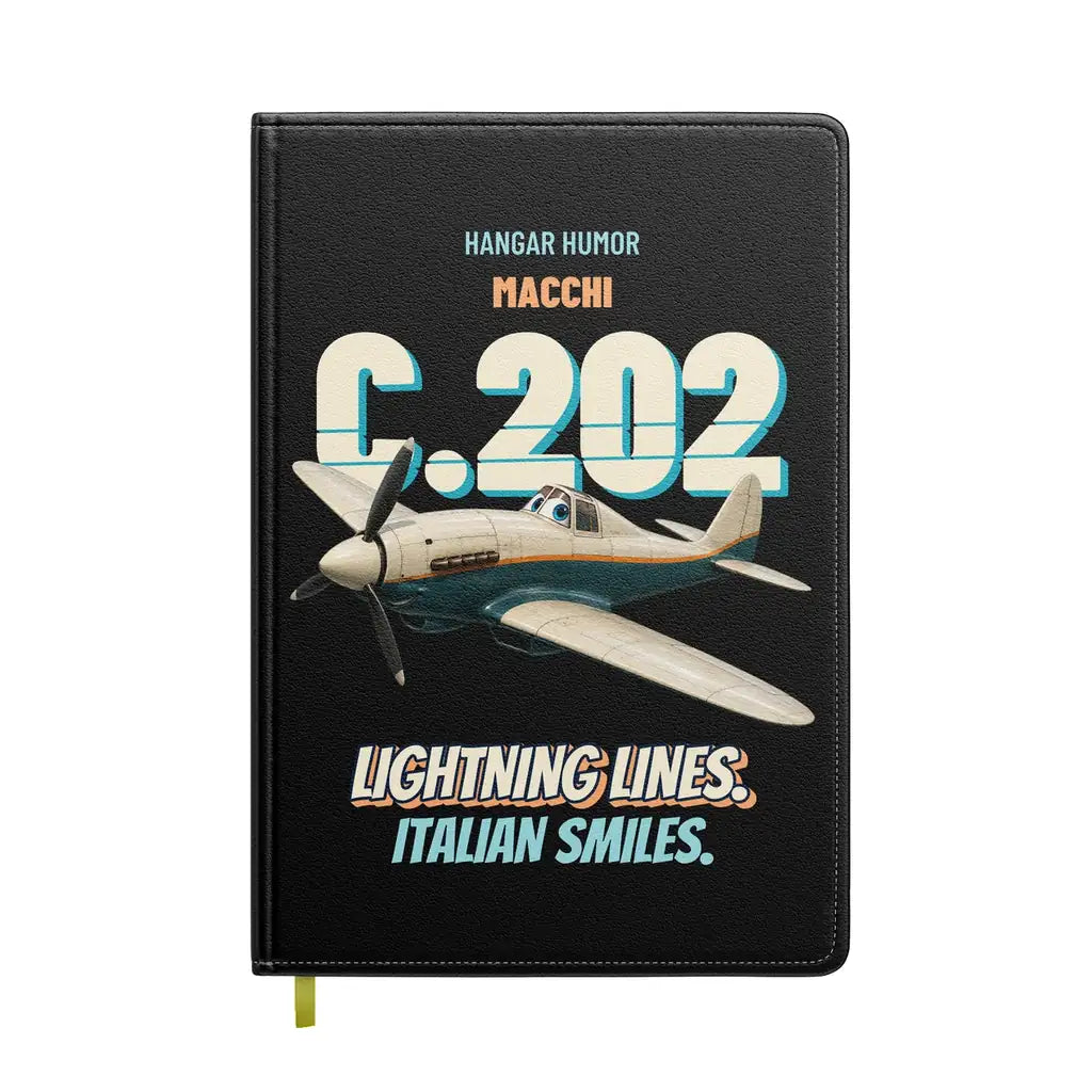 Macchi C.202 Folgore - Lightning lines. Italian smiles. design on black notebook