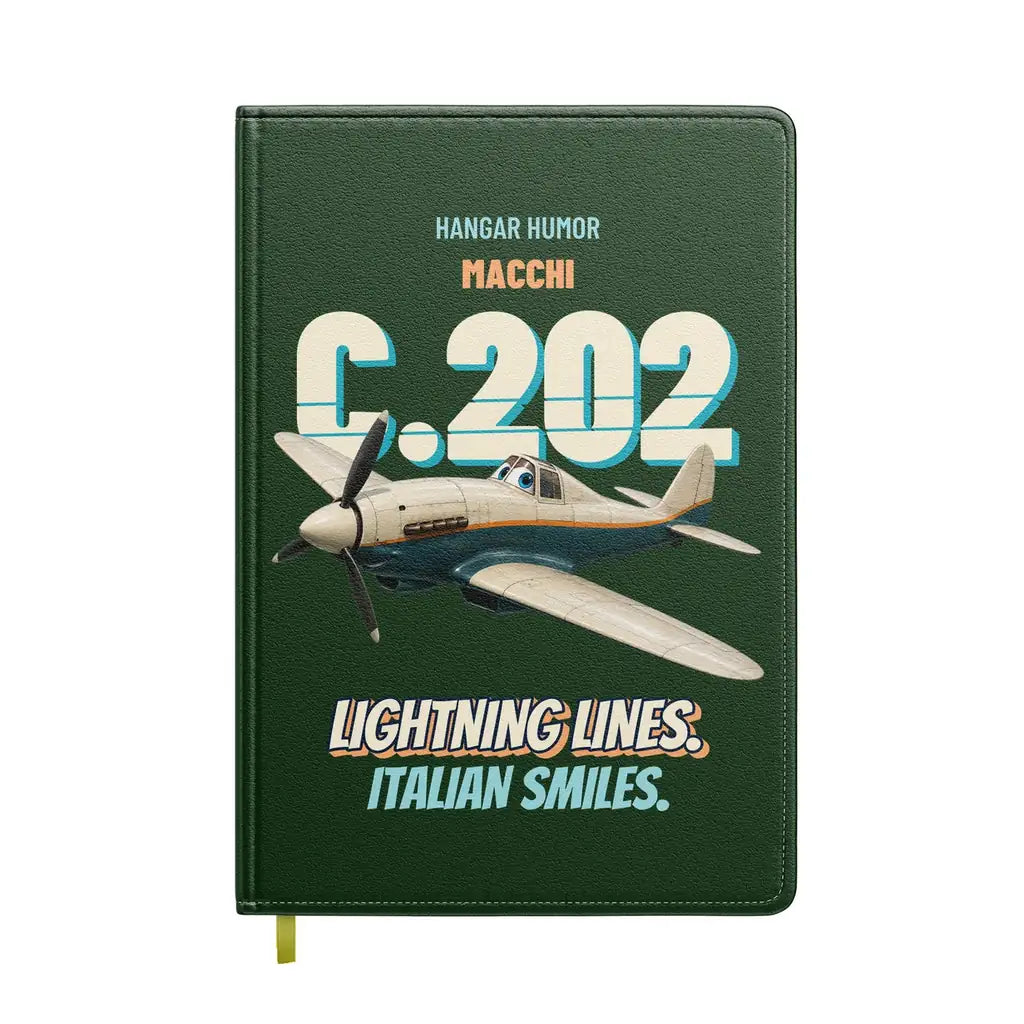 Macchi C.202 Folgore - Lightning lines. Italian smiles. design on dark green notebook
