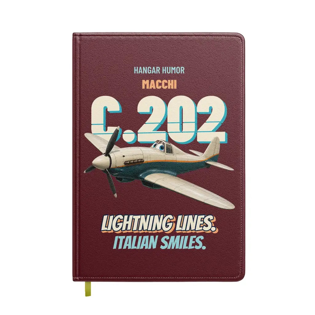 Macchi C.202 Folgore - Lightning lines. Italian smiles. design on dark red notebook