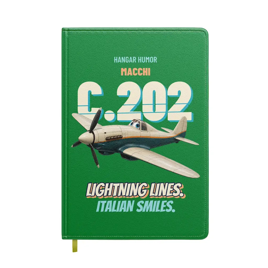 Macchi C.202 Folgore - Lightning lines. Italian smiles. design on green notebook