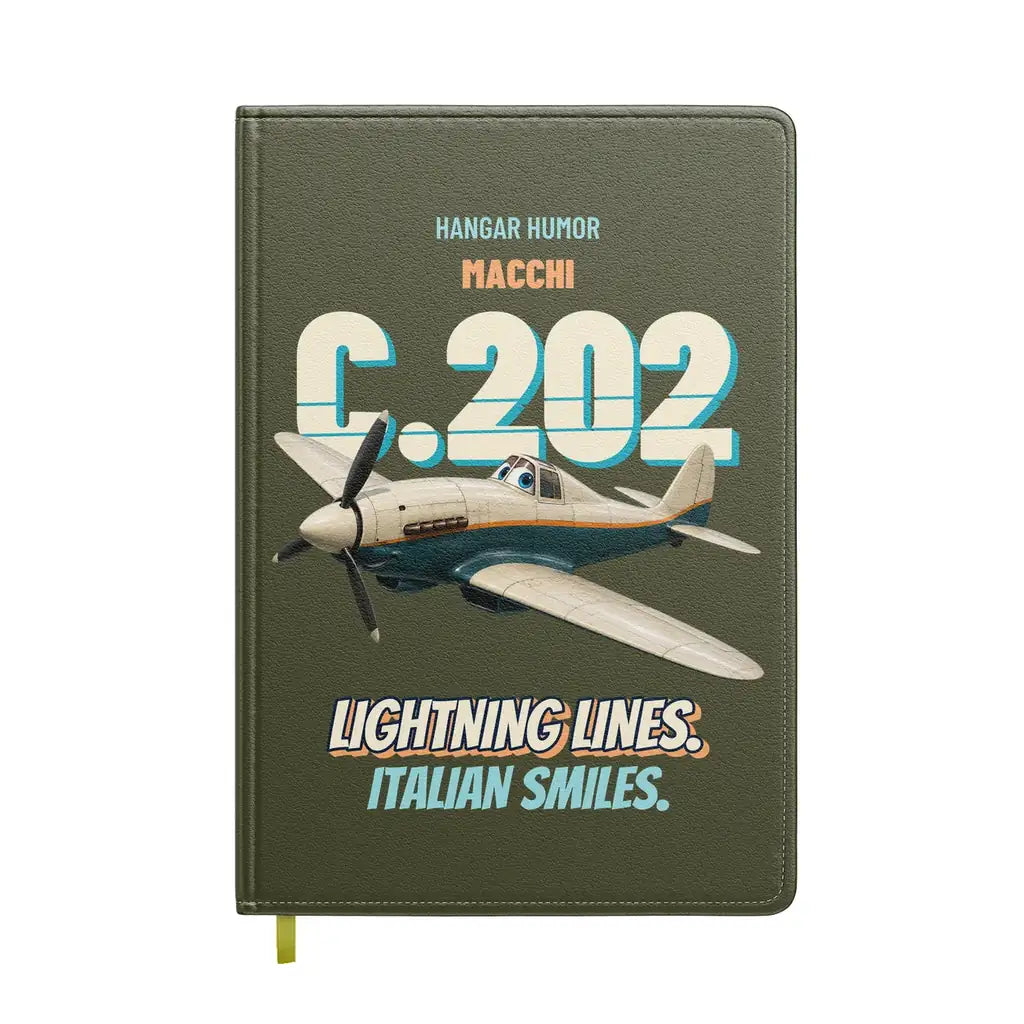 Macchi C.202 Folgore - Lightning lines. Italian smiles. design on green army notebook