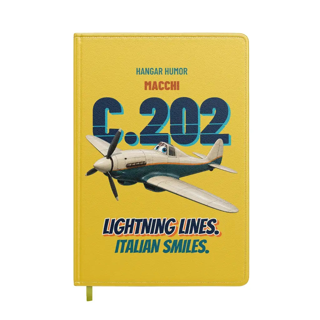 Macchi C.202 Folgore - Lightning lines. Italian smiles. design on yellow notebook