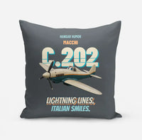 Thumbnail for Macchi C.202 Folgore - Lightning lines. Italian smiles. design on gray pillow