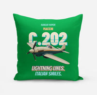 Thumbnail for Macchi C.202 Folgore - Lightning lines. Italian smiles. design on green pillow