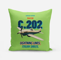 Thumbnail for Macchi C.202 Folgore - Lightning lines. Italian smiles. design on light green pillow
