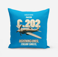 Thumbnail for Macchi C.202 Folgore - Lightning lines. Italian smiles. design on turquoise pillow