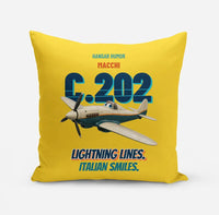 Thumbnail for Macchi C.202 Folgore - Lightning lines. Italian smiles. design on yellow pillow