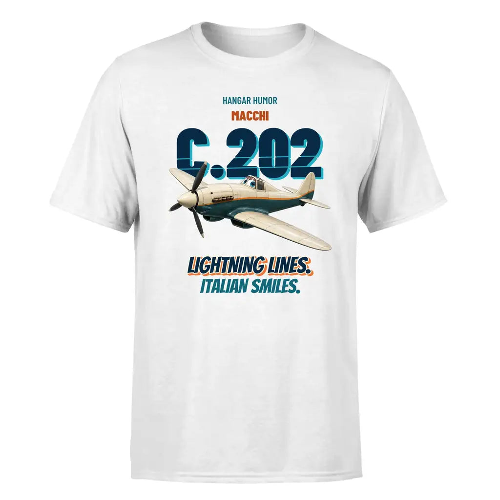 Macchi C.202 Folgore - Lightning lines. Italian smiles. - Premium T-Shirt design on white premium t shirt