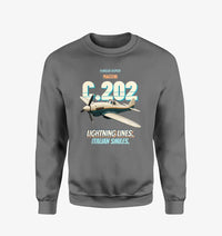 Thumbnail for Macchi C.202 Folgore - Lightning lines. Italian smiles. design on gray sweatshirt